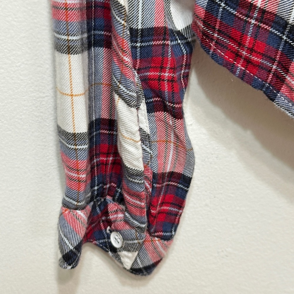 Bella Dahl Plaid Flannel Tie Front Shirt Womens Medium Red Grunge Cabincore - Picture 9 of 9